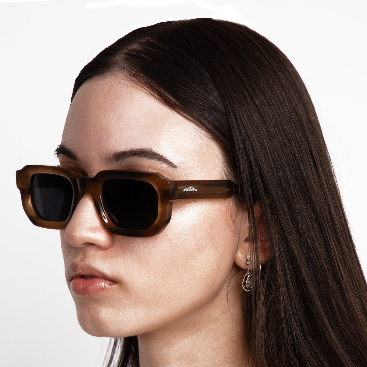 milk* eyewear Jules Sunglasses - Beige, Dark lens - milk* eyewear