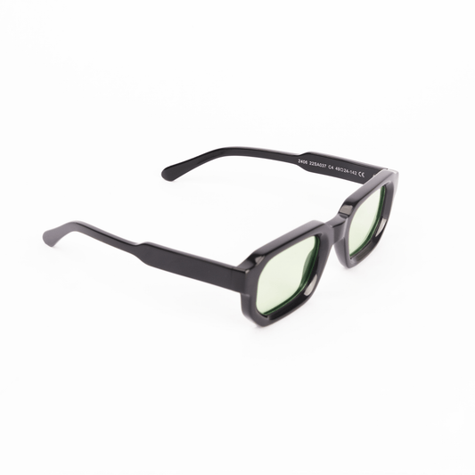 milk* eyewear Jules Sunglasses - gloss Black, Green lens. - milk* eyewear