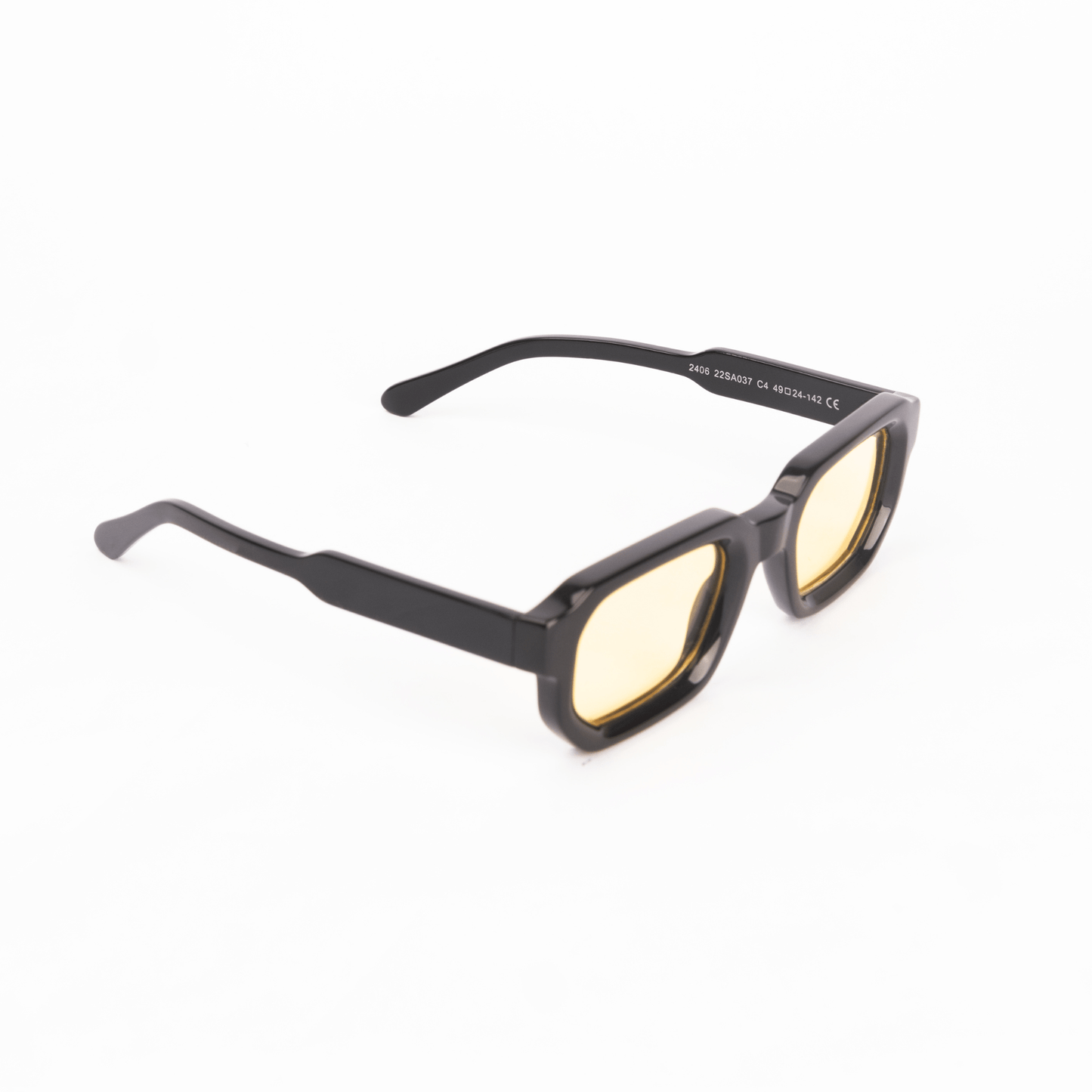 milk* eyewear Jules Sunglasses - gloss Black, Yellow lens. - milk* eyewear
