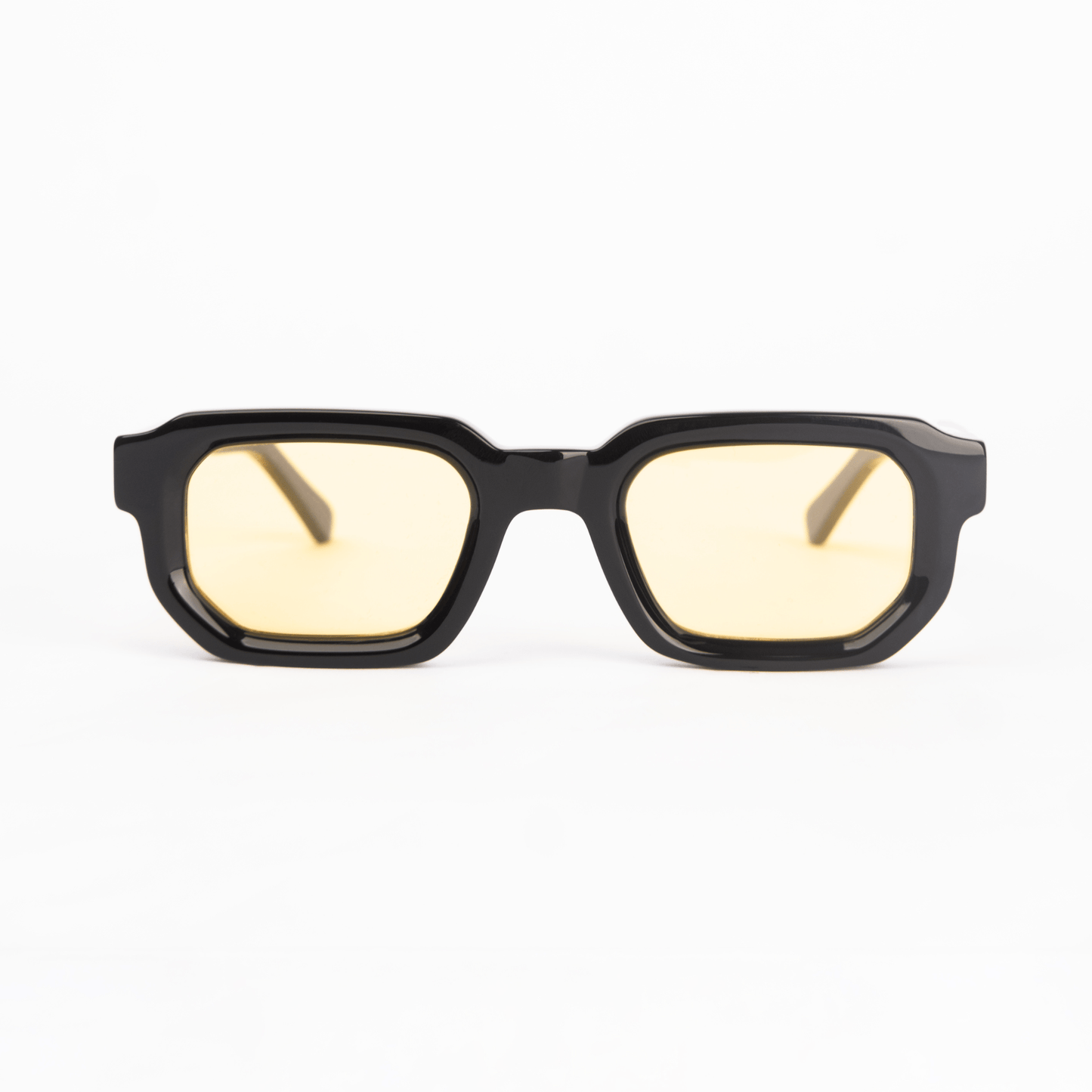 milk* eyewear Jules Sunglasses - gloss Black, Yellow lens. - milk* eyewear