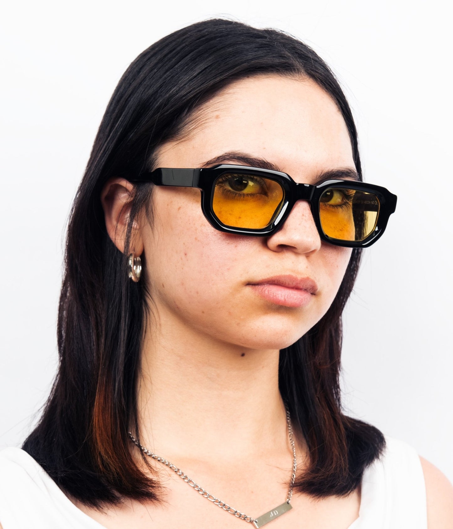milk* eyewear Jules Sunglasses - gloss Black, Yellow lens. - milk* eyewear