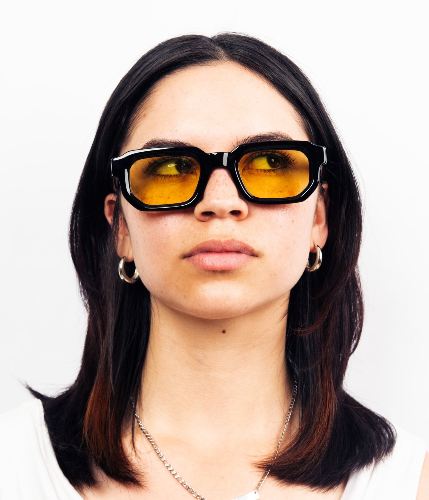milk* eyewear Jules Sunglasses - gloss Black, Yellow lens. - milk* eyewear