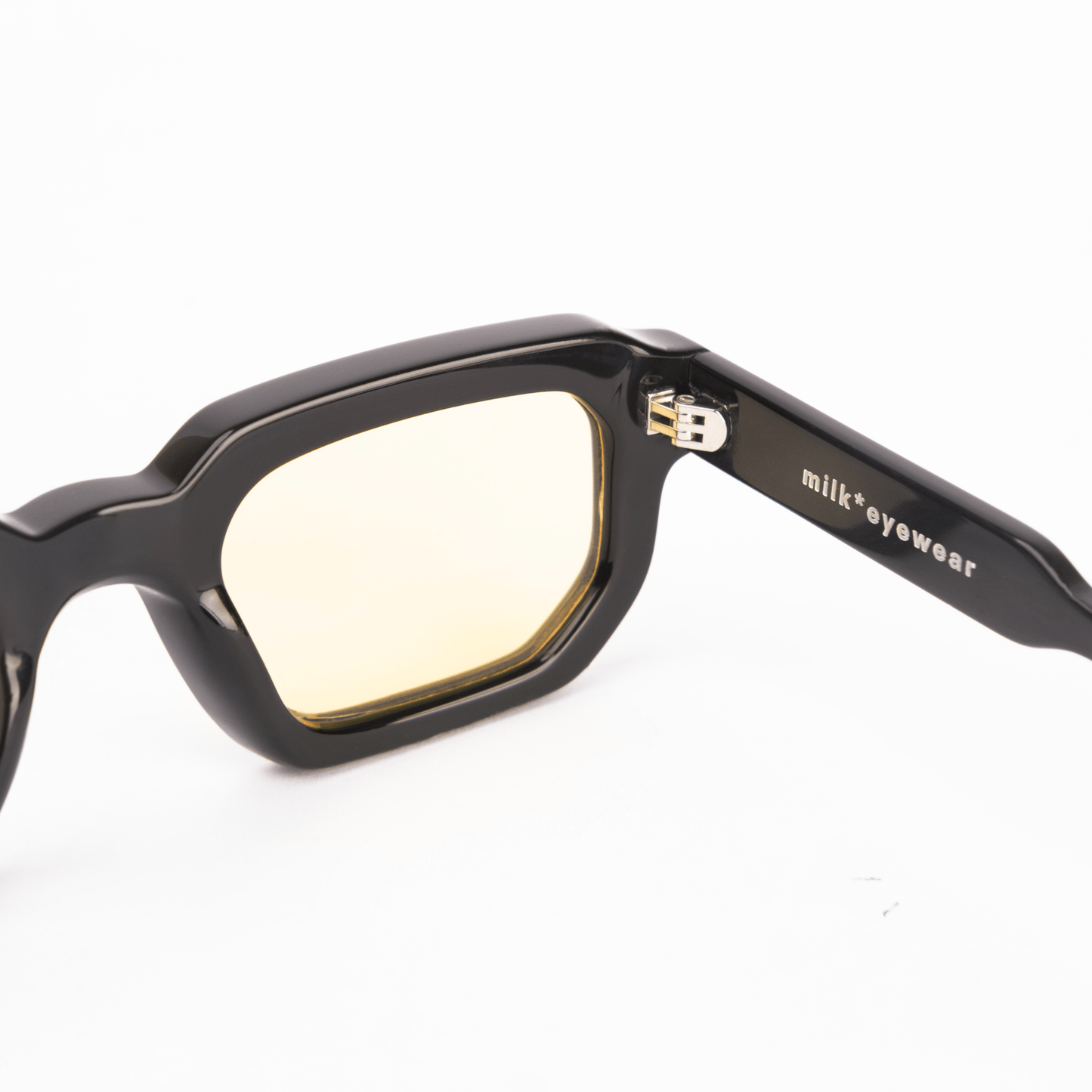 milk* eyewear Jules Sunglasses - gloss Black, Yellow lens. - milk* eyewear