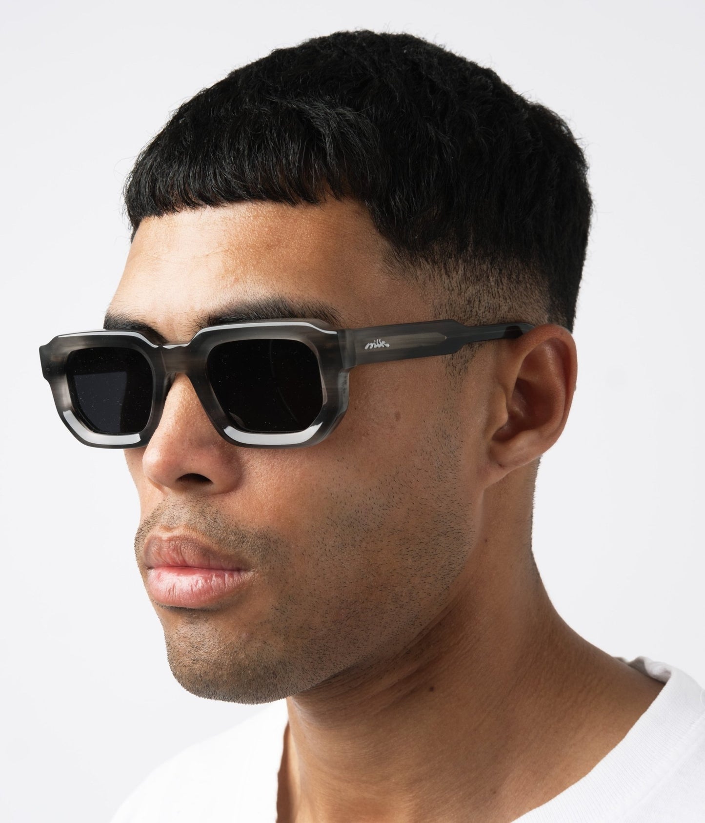 milk* eyewear Jules Sunglasses - Grey, dark lens. - milk* eyewear