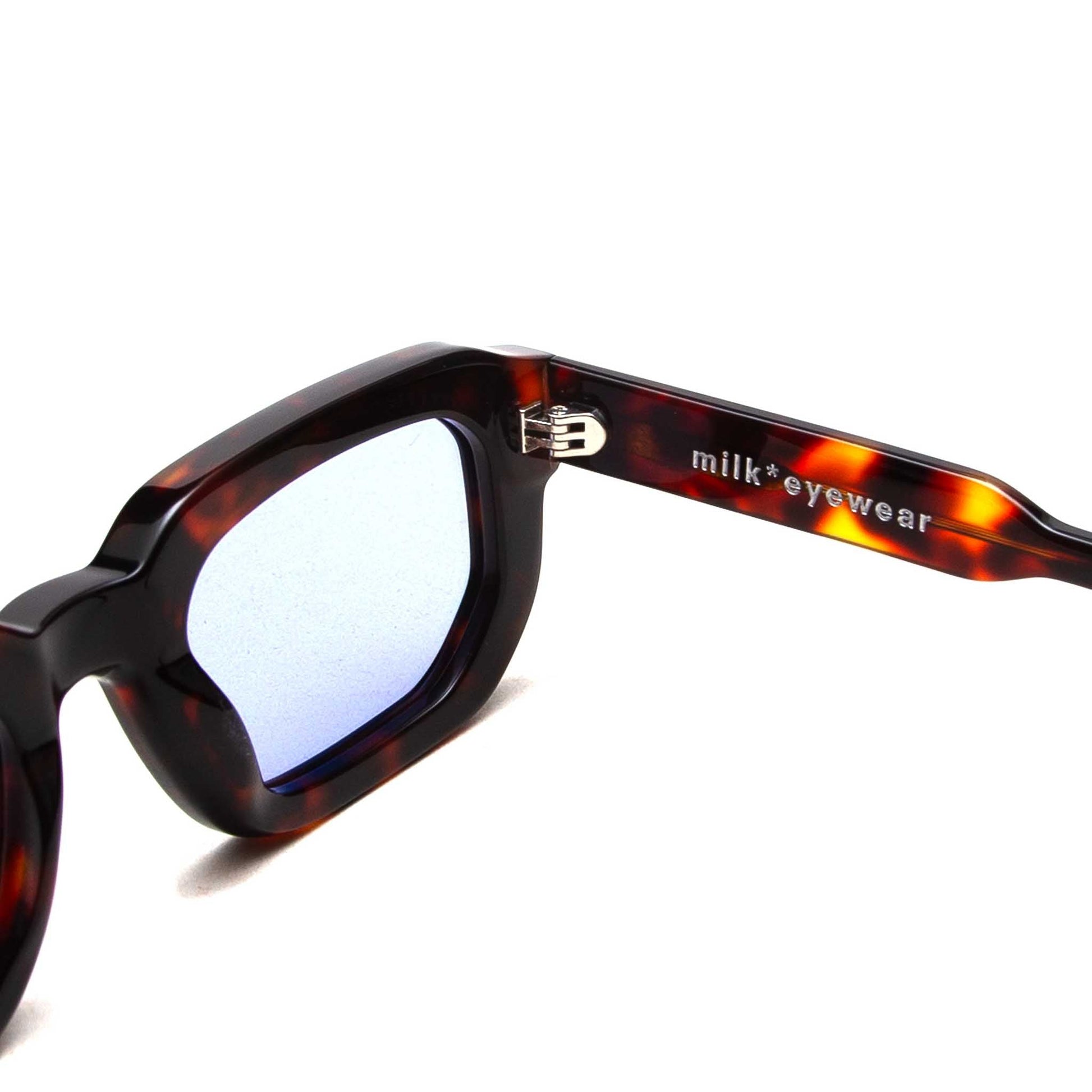 milk* eyewear Jules Sunglasses - tortoise shell, Blue lens. - milk* eyewear