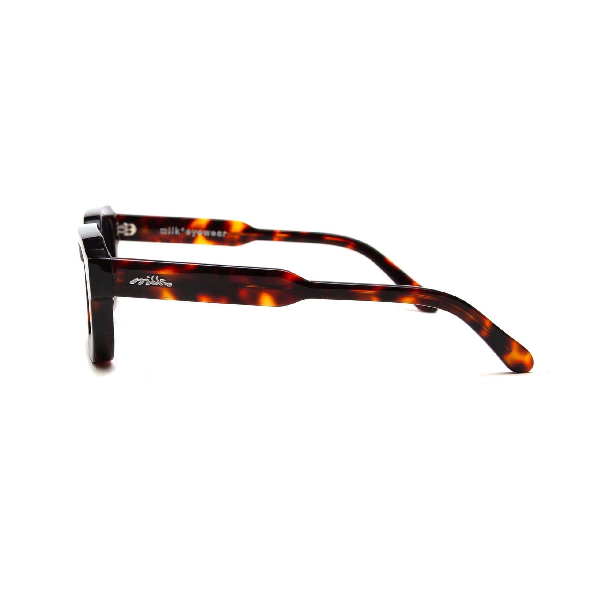 milk* eyewear Jules Sunglasses - tortoise shell, Blue lens. - milk* eyewear