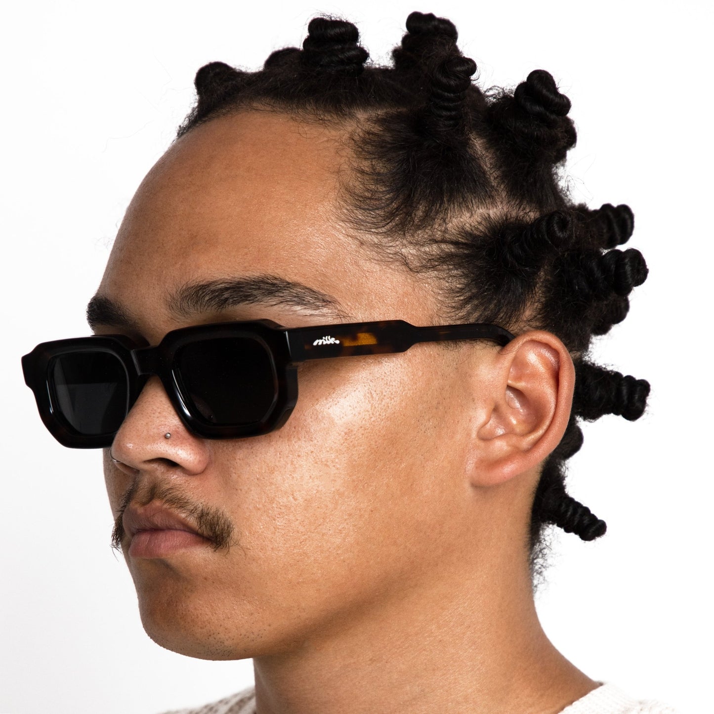 milk* eyewear Jules Sunglasses - Tortoise shell, Dark lens. - milk* eyewear