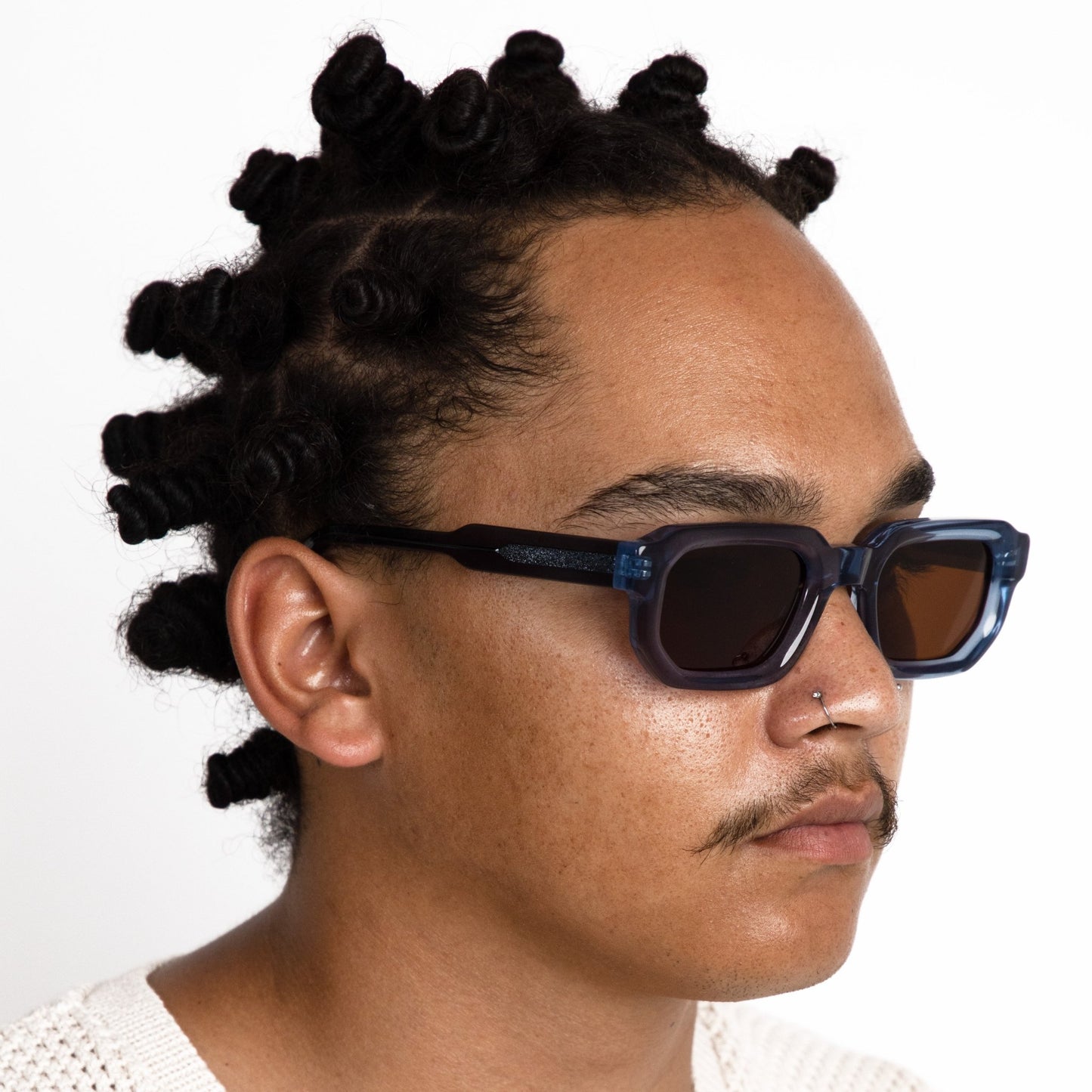 milk* eyewear Jules Sunglasses - translucent Blue, Brown lens - milk* eyewear