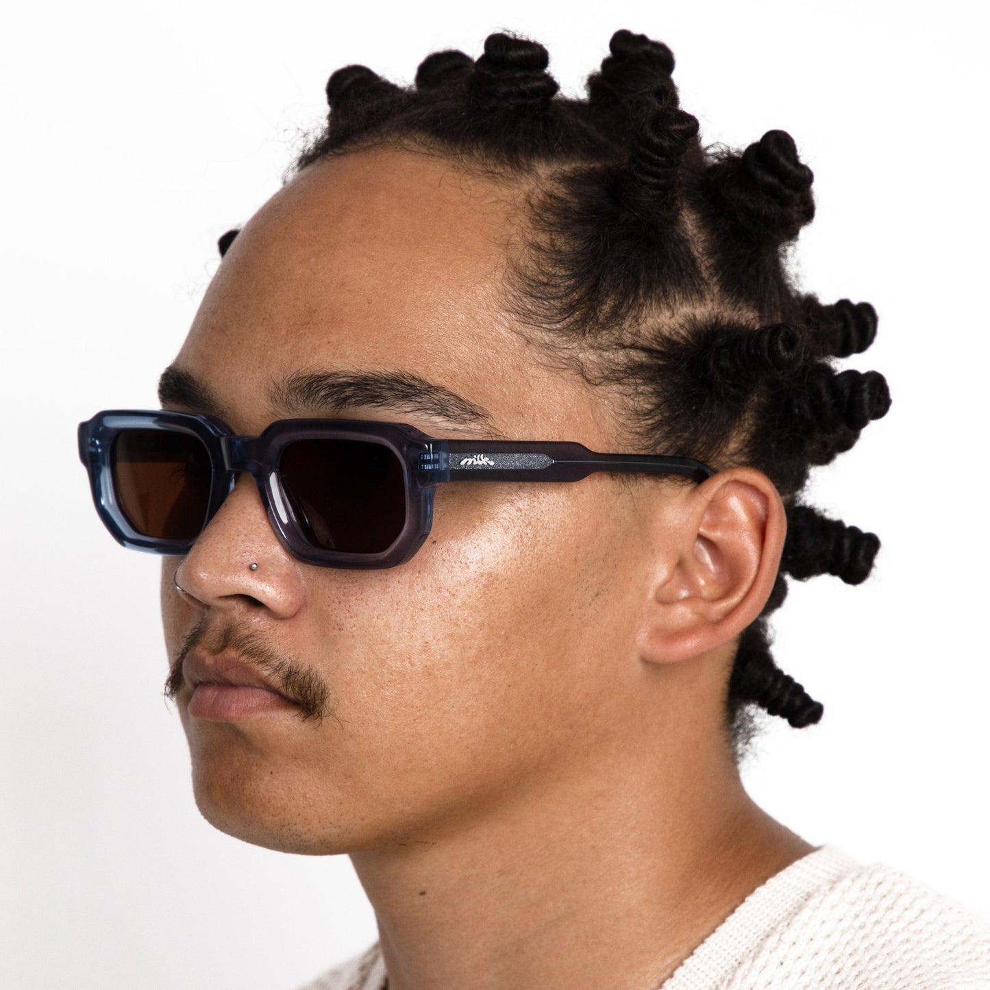 milk* eyewear Jules Sunglasses - translucent Blue, Brown lens - milk* eyewear