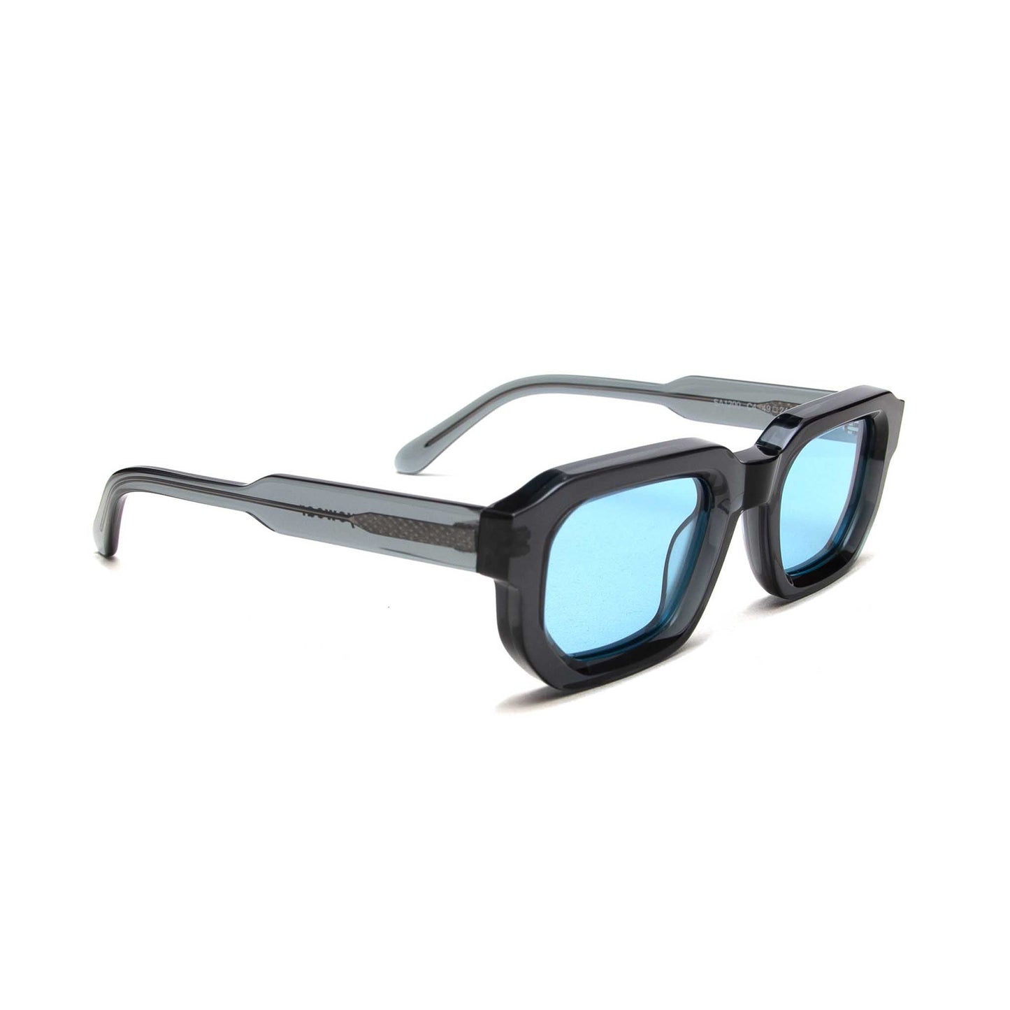 milk* eyewear Jules Sunglasses - translucent Grey, Blue lens. - milk* eyewear