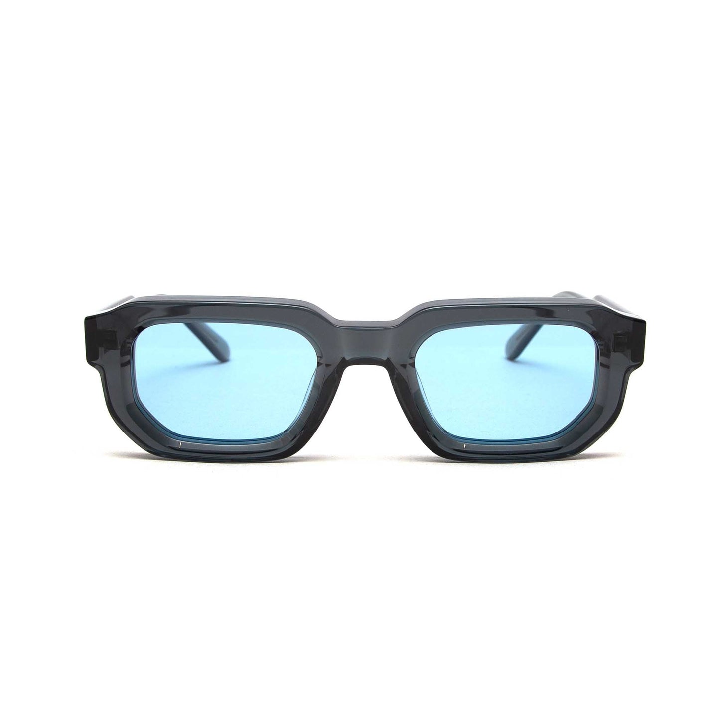 milk* eyewear Jules Sunglasses - translucent Grey, Blue lens. - milk* eyewear