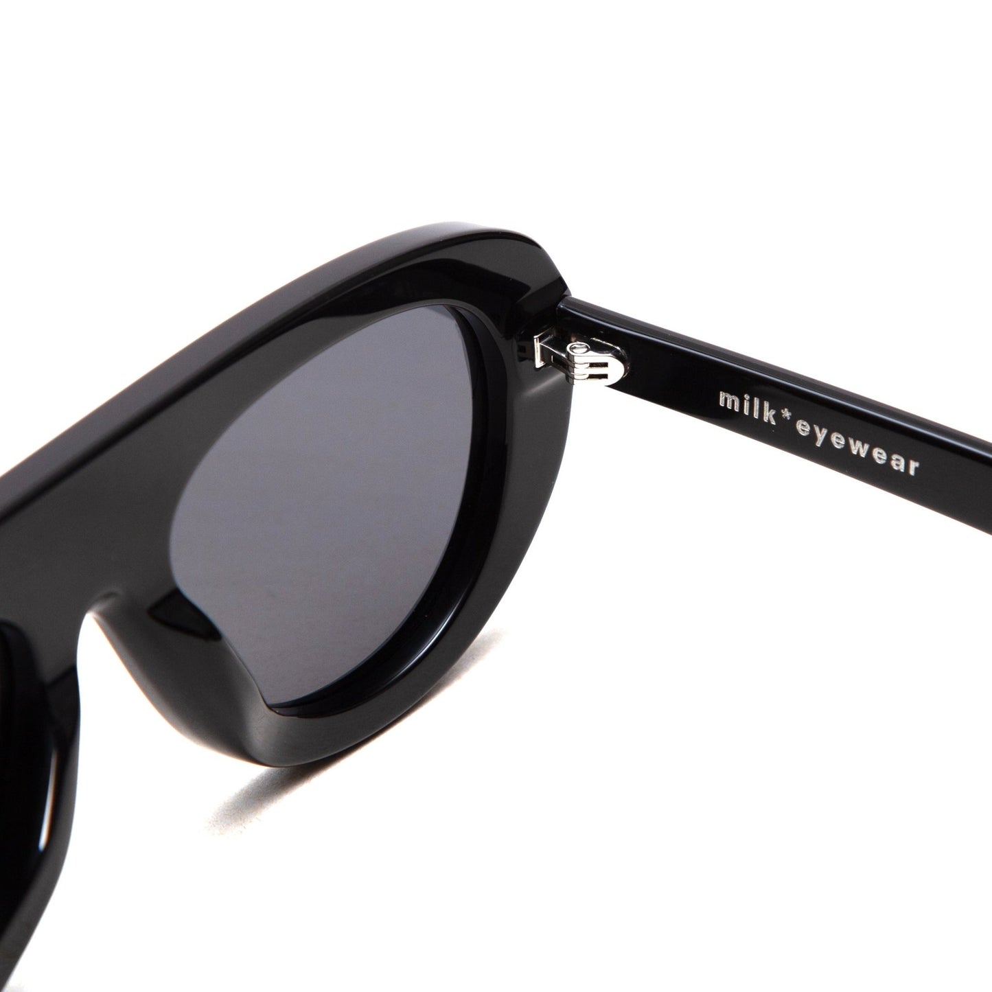milk* eyewear Lance Sunglasses - Black Acetate, Black Polarised Lens. - milk* eyewear