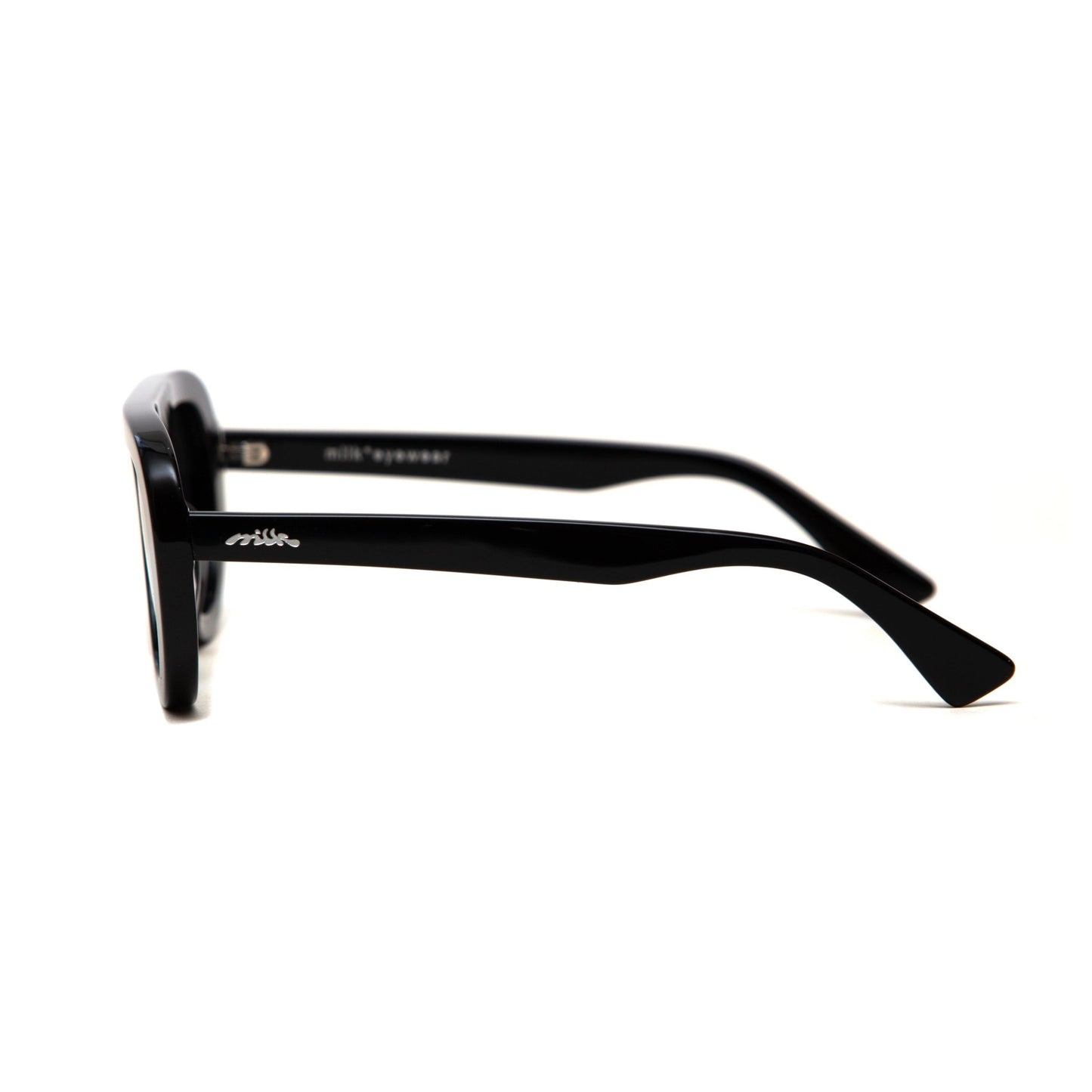 milk* eyewear Lance Sunglasses - Black Acetate, Black Polarised Lens. - milk* eyewear