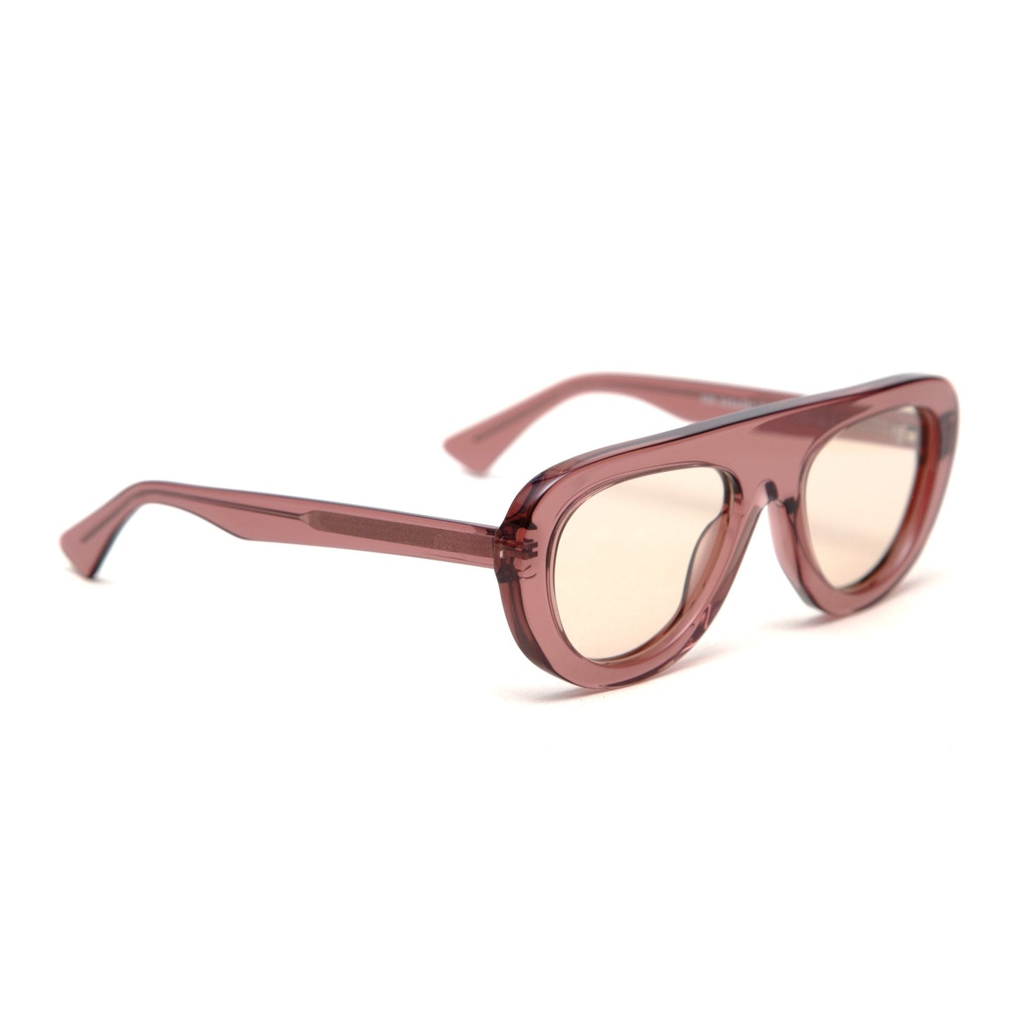milk* eyewear Lance Sunglasses - Pink Translucent Acetate, Golden Brown Polarised Lens. - milk* eyewear