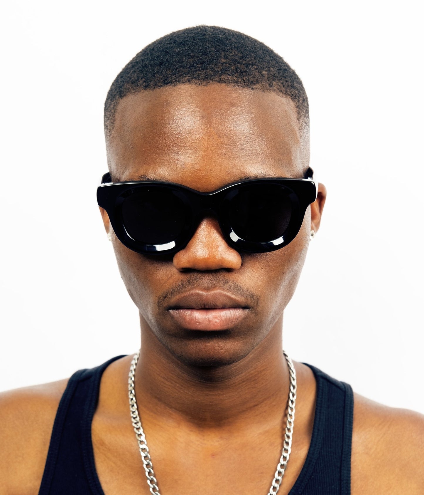milk* eyewear Marsellus Sunglasses - Gloss Black, Black lens - milk* eyewear