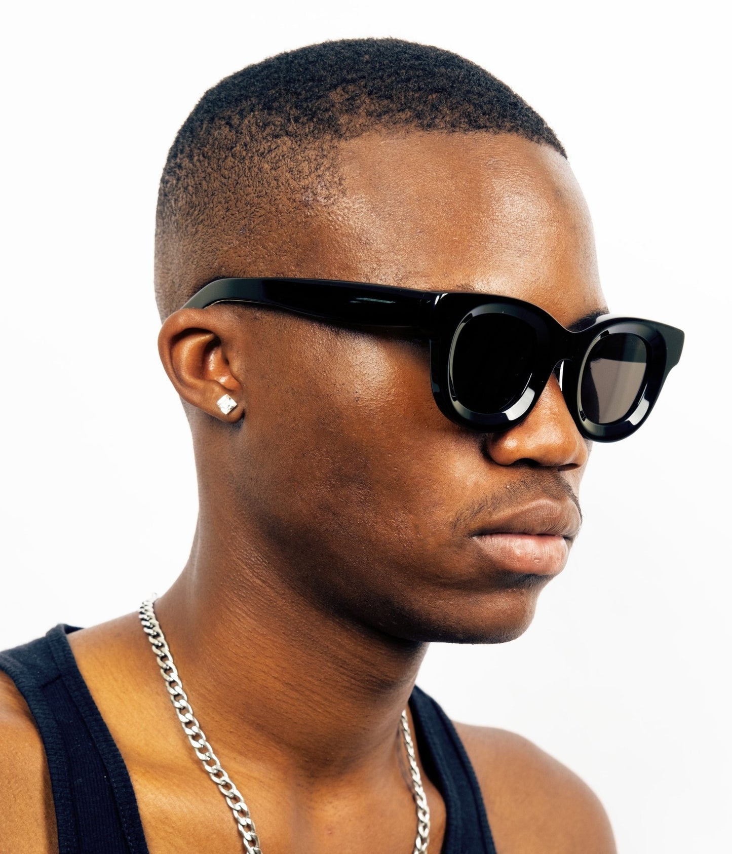 milk* eyewear Marsellus Sunglasses - Gloss Black, Black lens - milk* eyewear