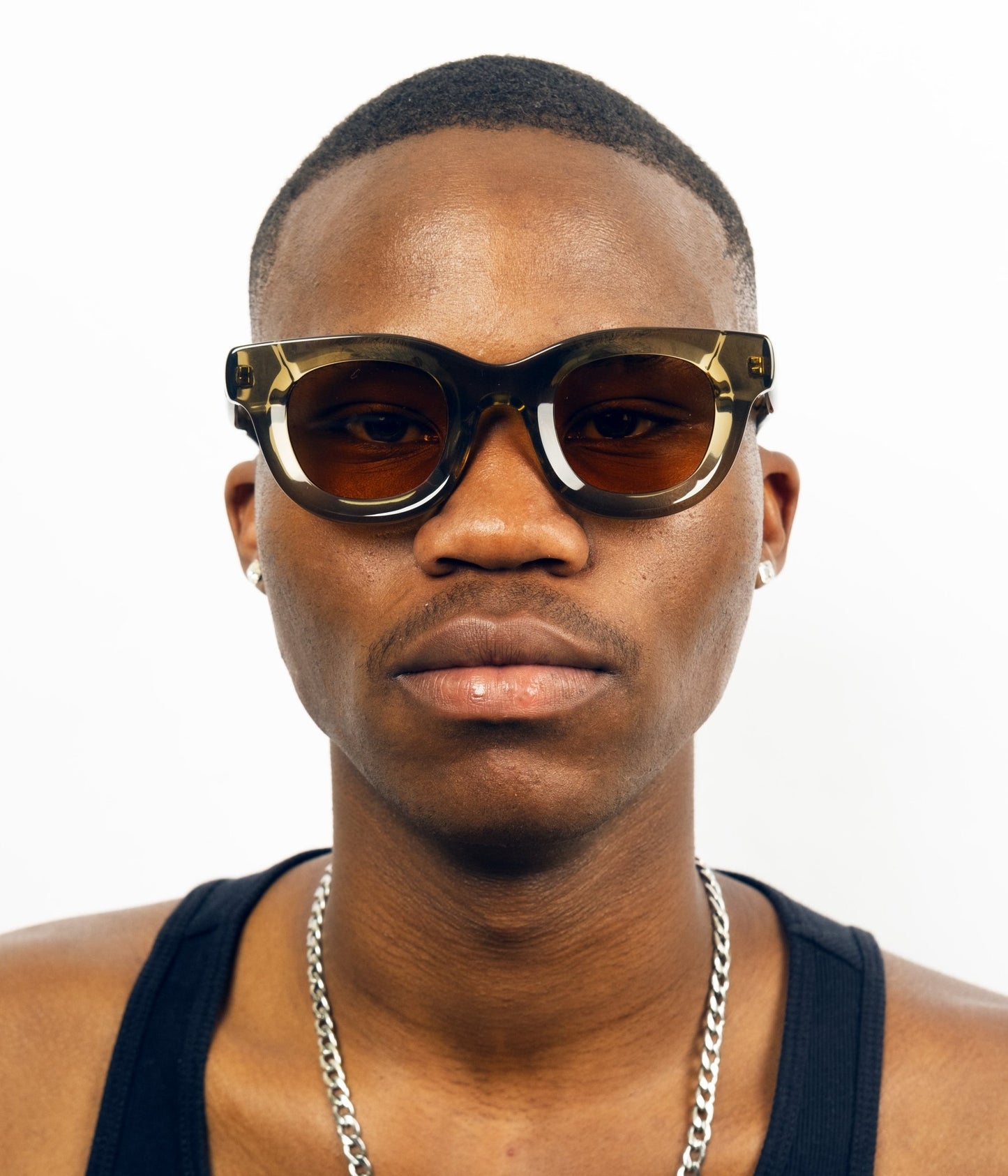 milk* eyewear Marsellus Sunglasses - Olive, Orange lens - milk* eyewear