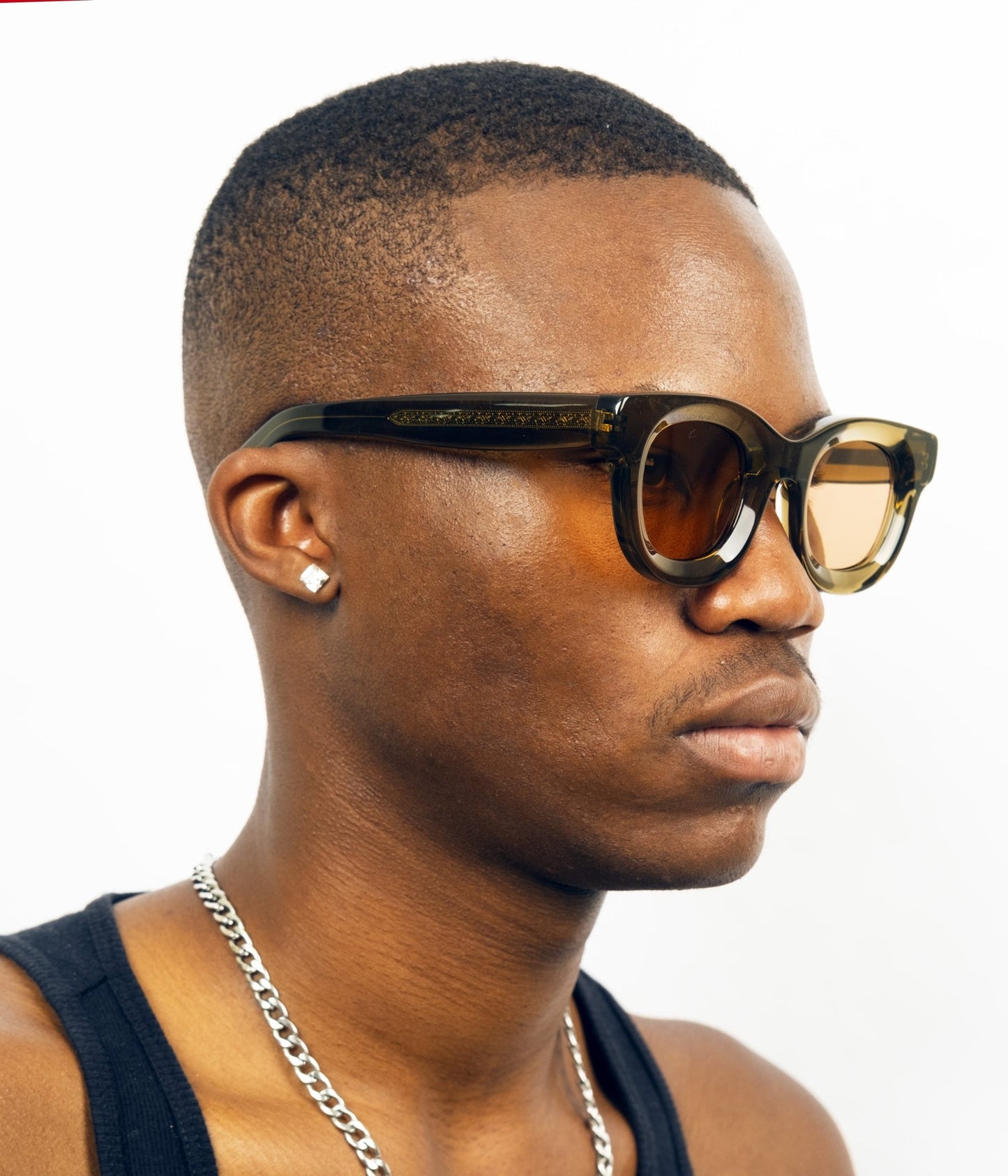 milk* eyewear Marsellus Sunglasses - Olive, Orange lens - milk* eyewear