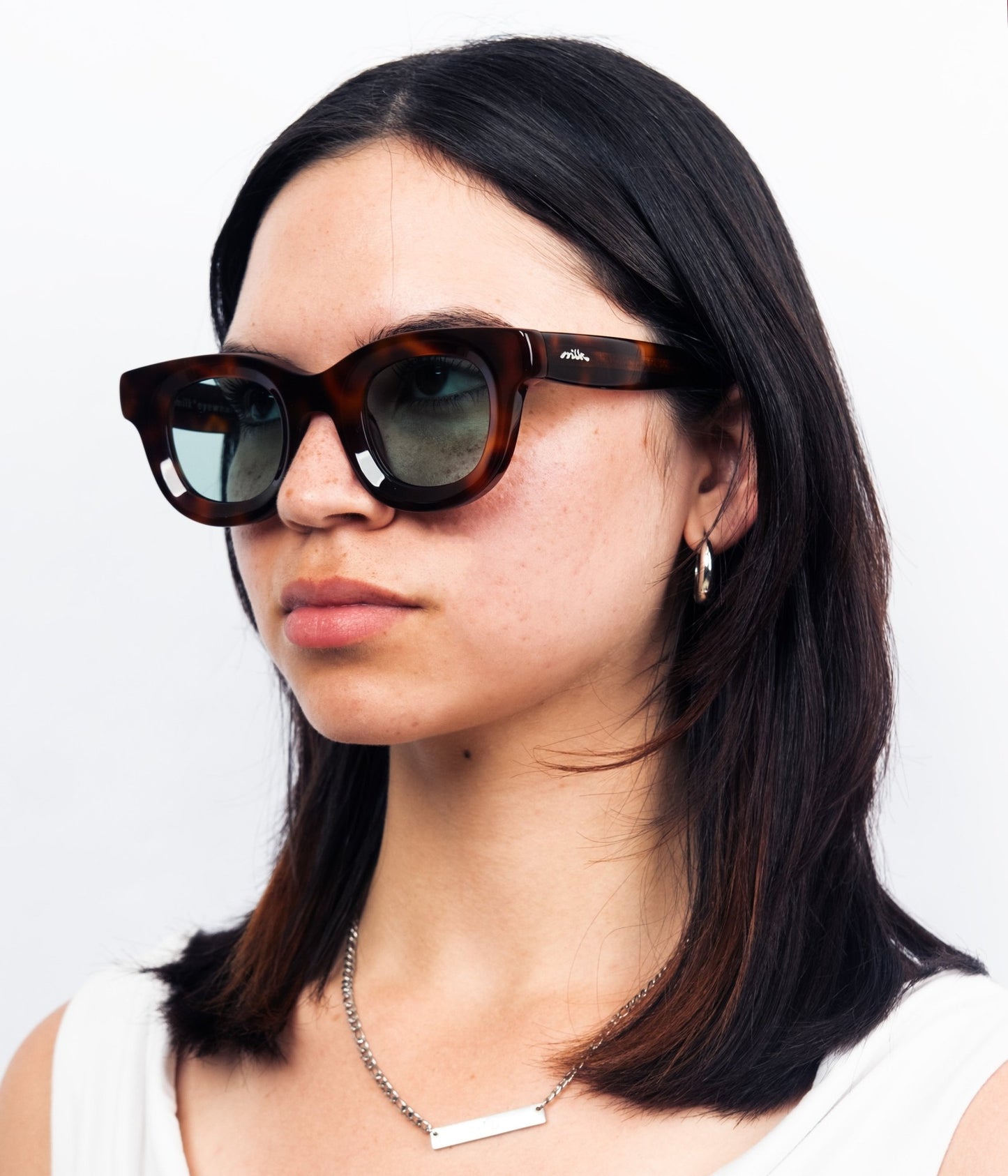 milk* eyewear Marsellus Sunglasses - Tortoise Shell, Blue lens - milk* eyewear