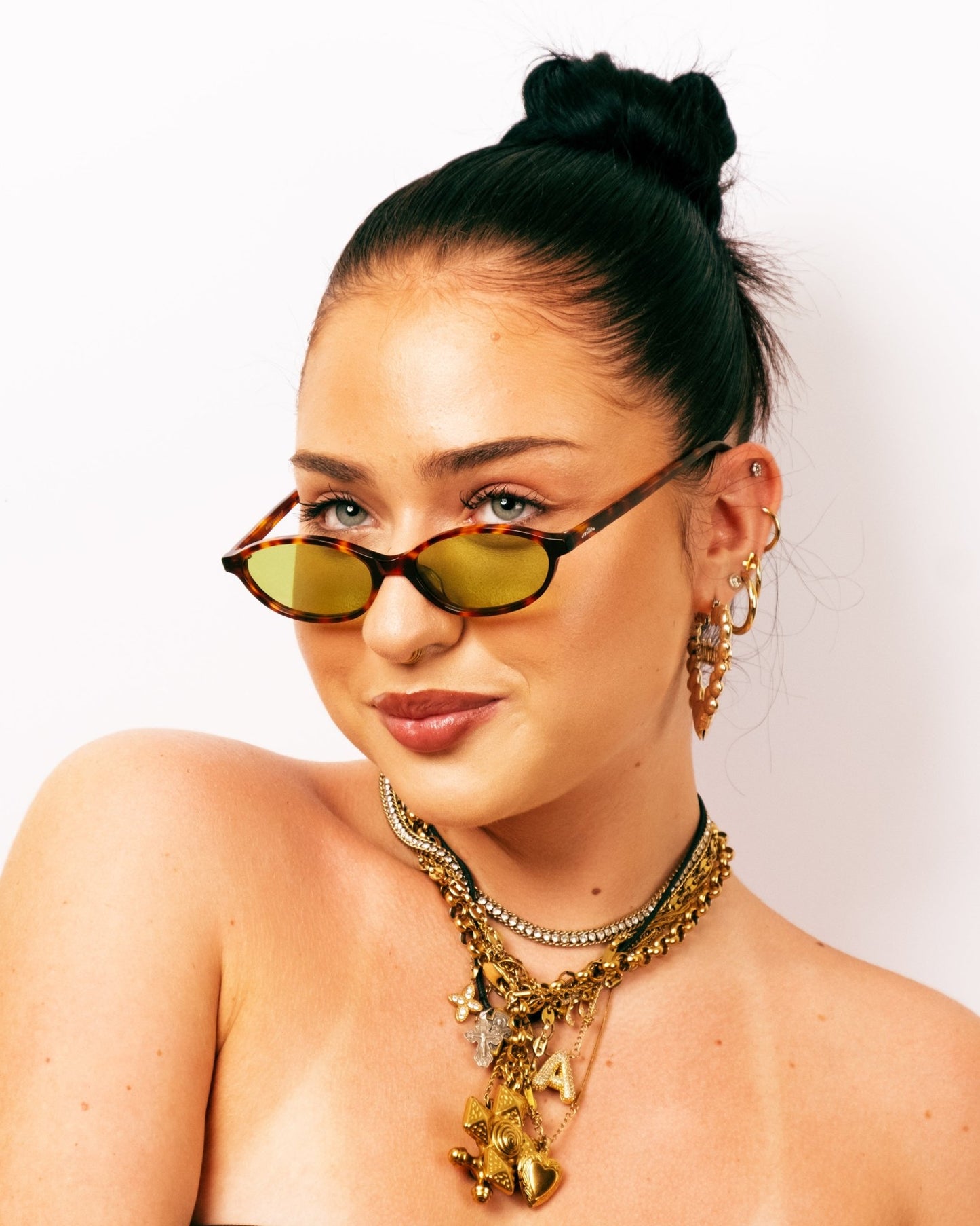milk* eyewear Mia Sunglasses - Tortoise Shell, Green. - milk* eyewear