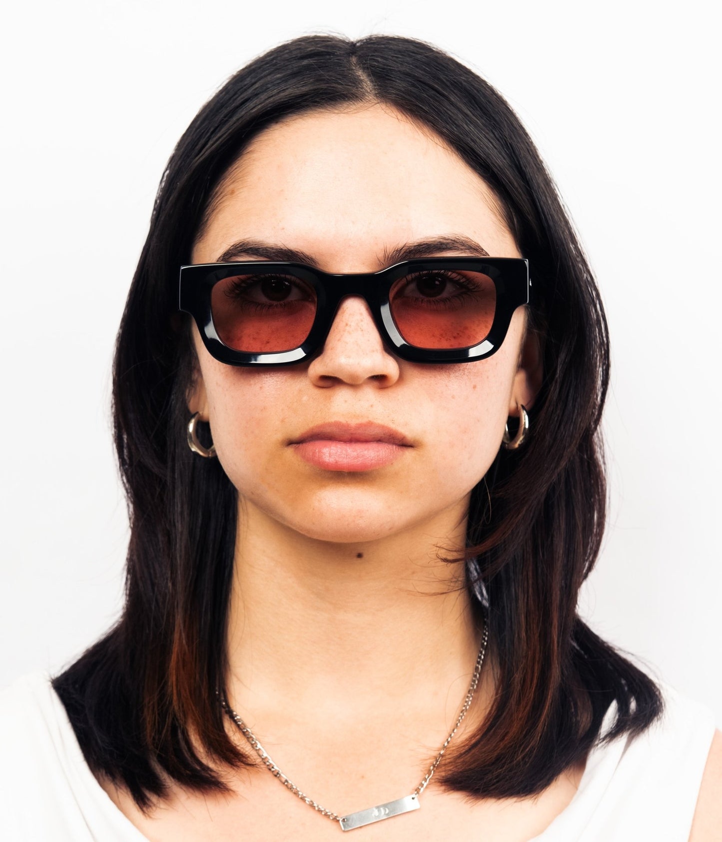 milk* eyewear Vincent Sunglasses - Gloss Black, Pink lens - milk* eyewear