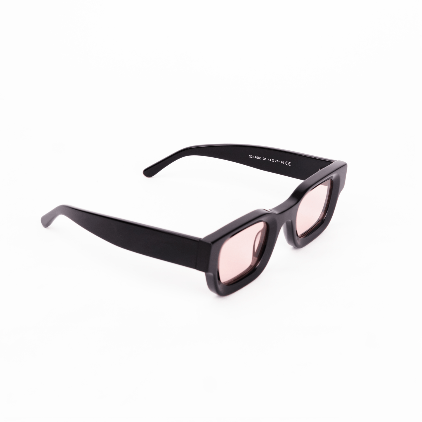 milk* eyewear Vincent Sunglasses - Gloss Black, Pink lens - milk* eyewear