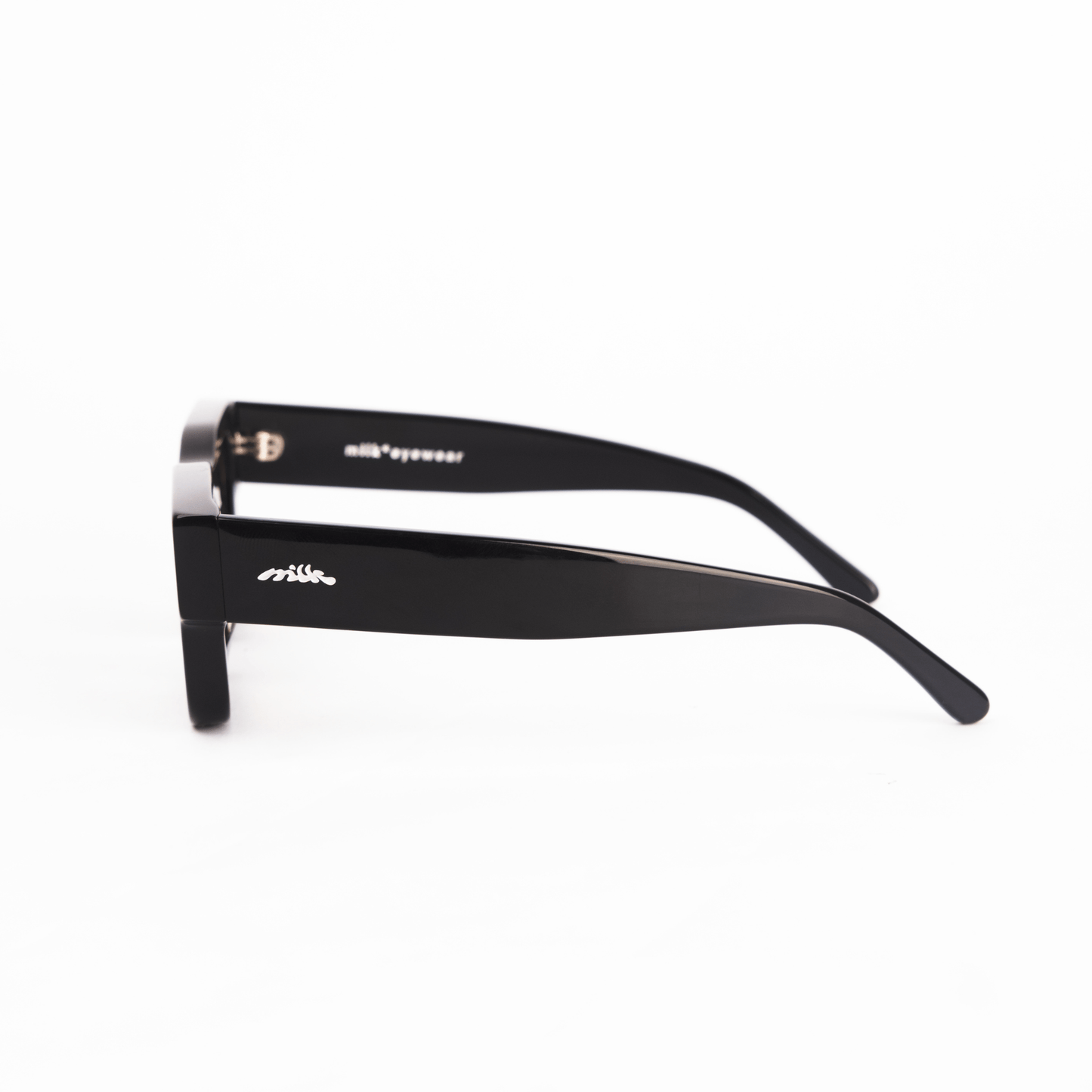 milk* eyewear Vincent Sunglasses - Gloss Black, Pink lens - milk* eyewear