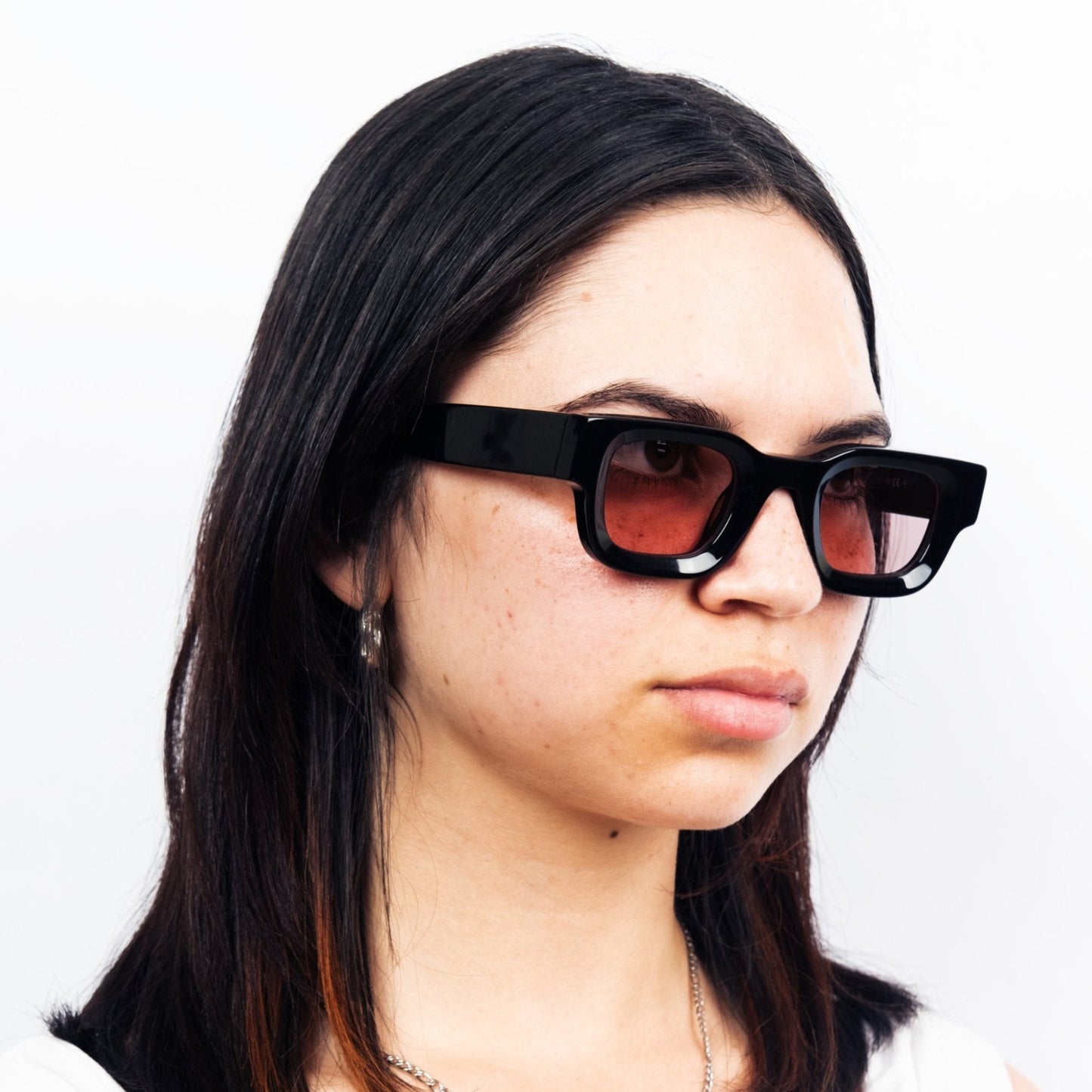 milk* eyewear Vincent Sunglasses - Gloss Black, Pink lens - milk* eyewear