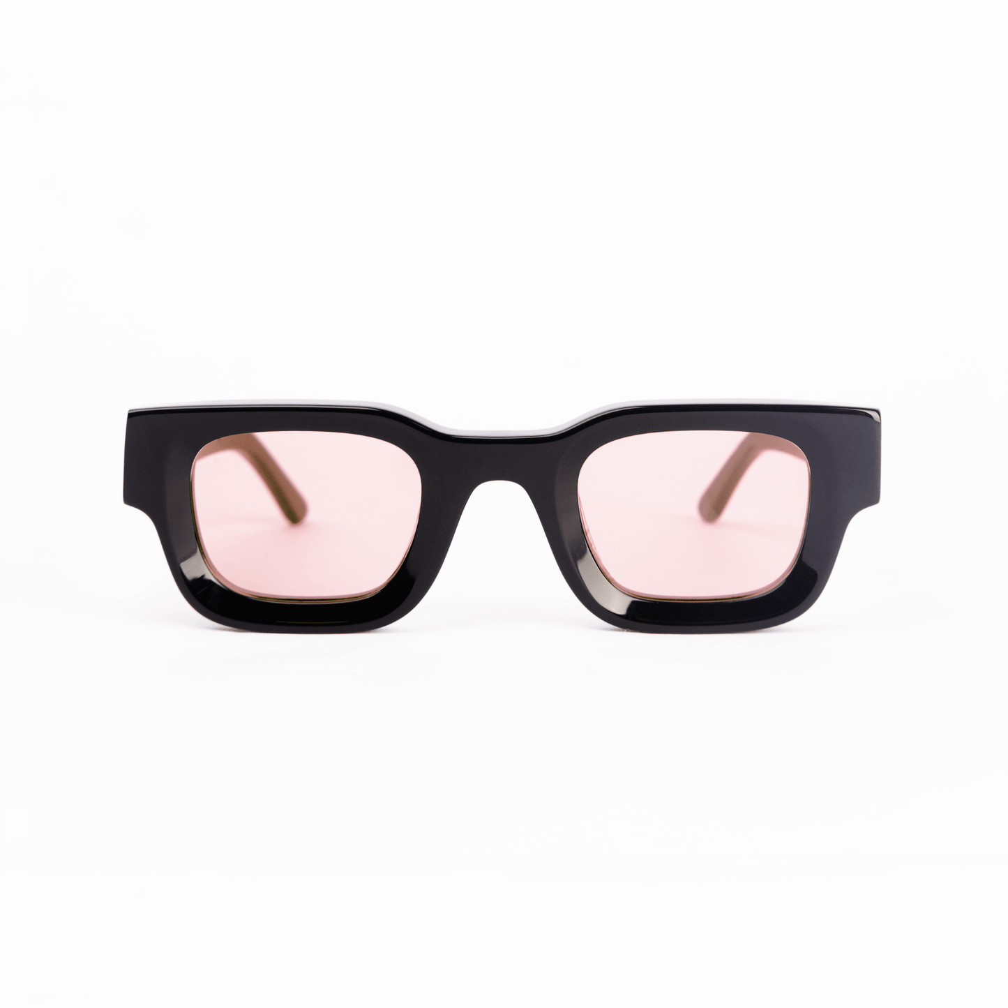 milk* eyewear Vincent Sunglasses - Gloss Black, Pink lens - milk* eyewear