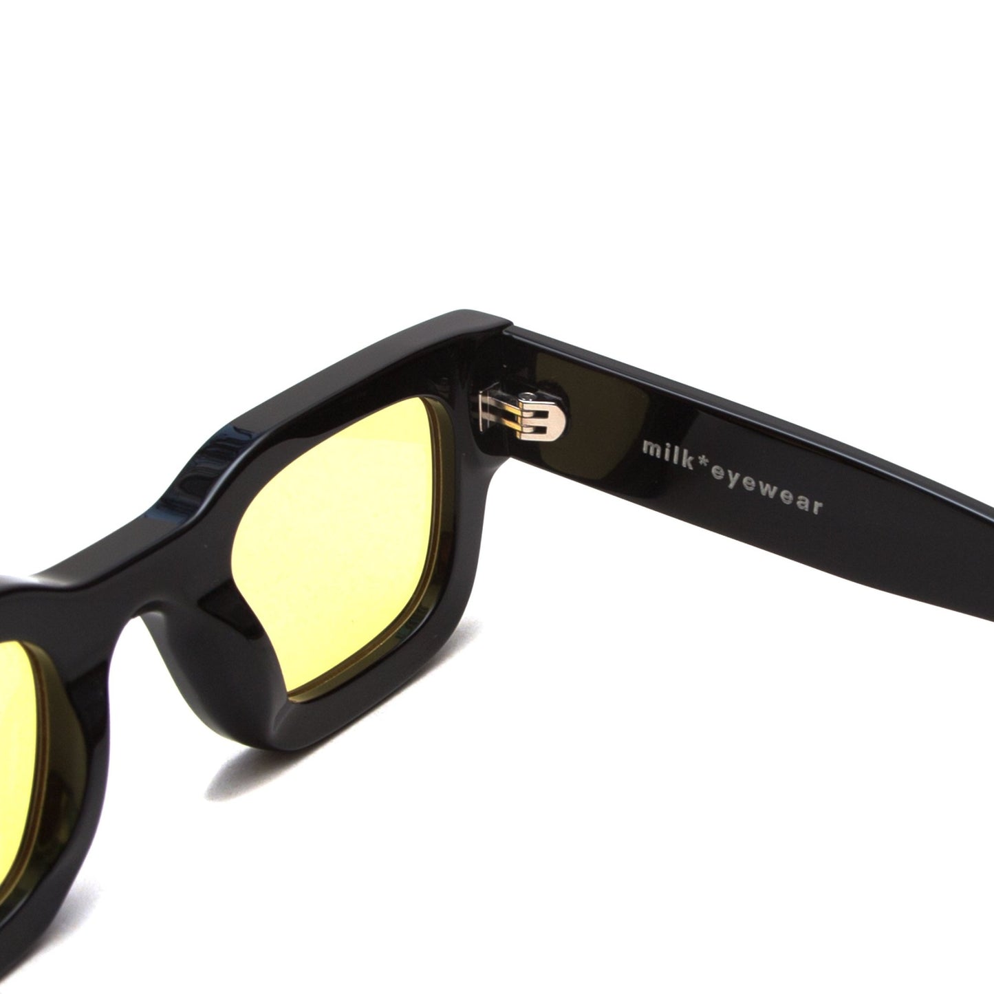 milk* eyewear Vincent Sunglasses - Gloss Black, Yellow lens - milk* eyewear