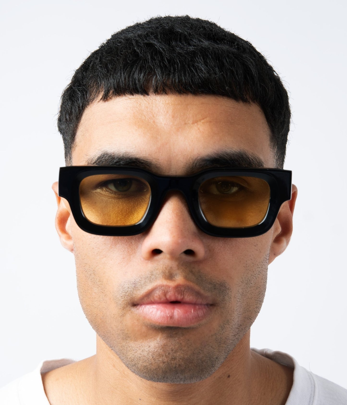 milk* eyewear Vincent Sunglasses - Gloss Black, Yellow lens - milk* eyewear
