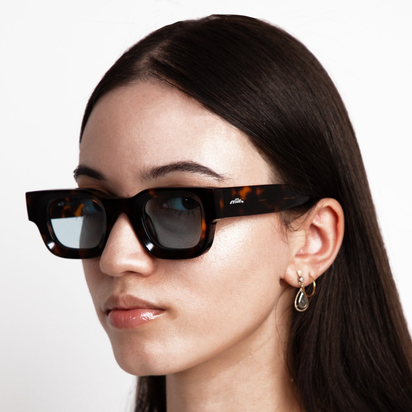 milk* eyewear Vincent Sunglasses - Tortoise Shell, Blue lens - milk* eyewear