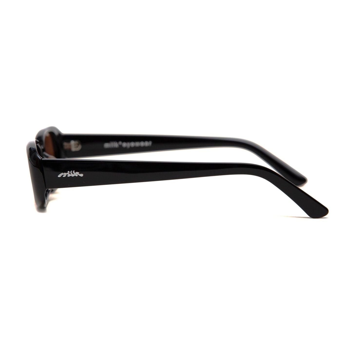 milk* eyewear Zed Sunglasses - Black Mazzucchelli Acetate, Brown Polarised Lens. - milk* eyewear