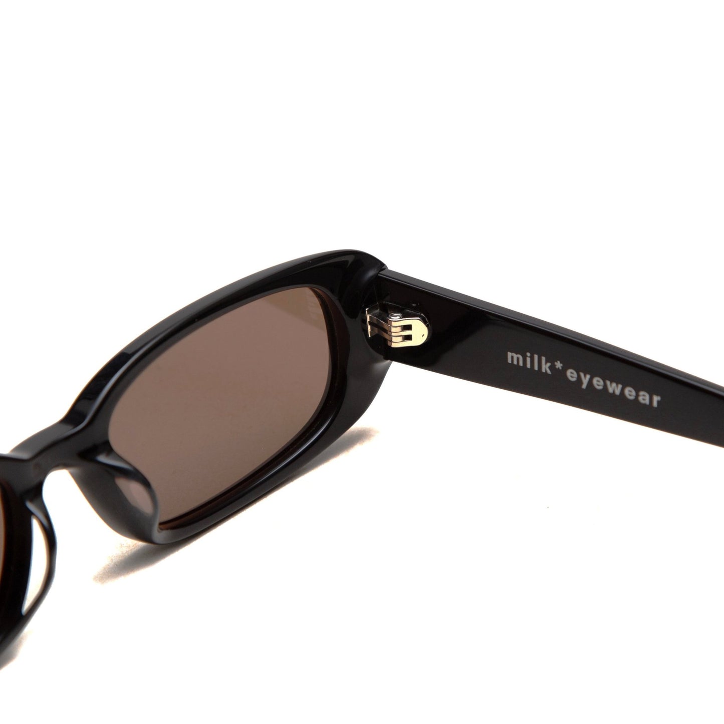 milk* eyewear Zed Sunglasses - Black Mazzucchelli Acetate, Brown Polarised Lens. - milk* eyewear