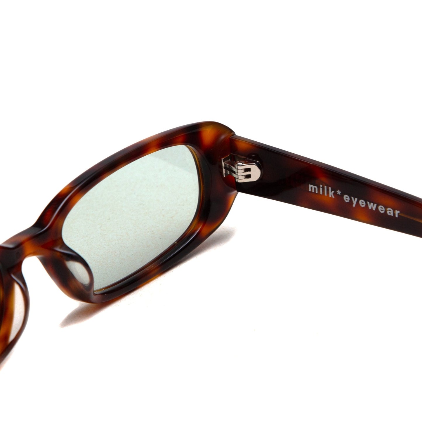 milk* eyewear Zed Sunglasses - Tortoise Shell Mazzucchelli Acetate, Green Polarised Lens. - milk* eyewear