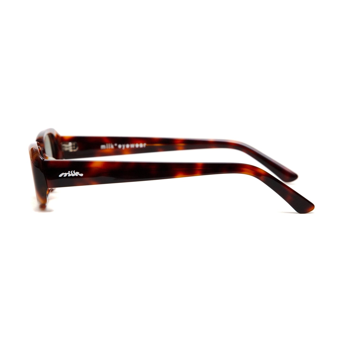milk* eyewear Zed Sunglasses - Tortoise Shell Mazzucchelli Acetate, Green Polarised Lens. - milk* eyewear