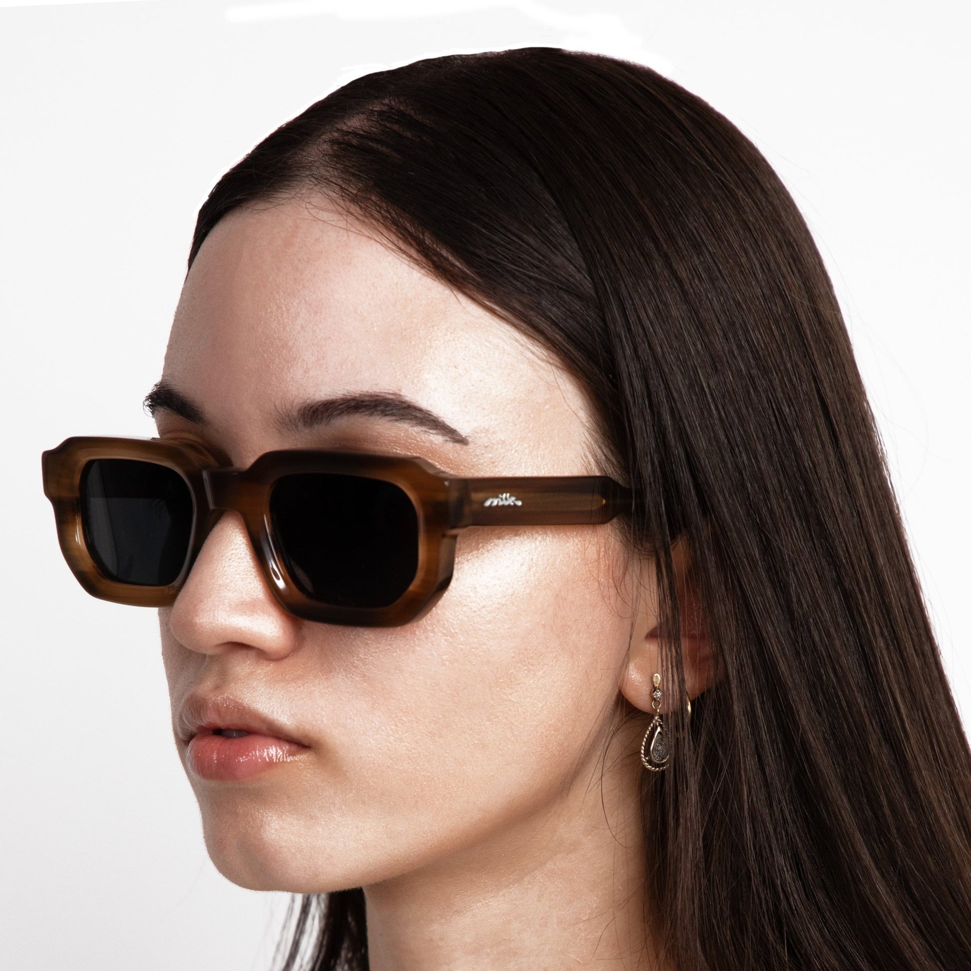 milk* eyewear Jules Sunglasses - Beige, Dark lens - milk* eyewear