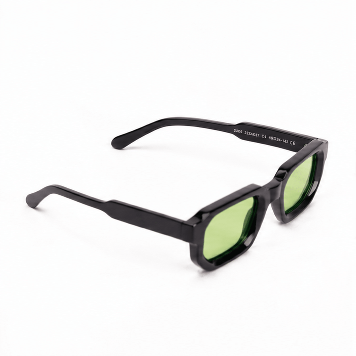 milk* eyewear Jules Sunglasses - gloss Black, Green lens. - milk* eyewear