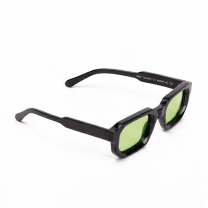 milk* eyewear Jules Sunglasses - gloss Black, Green lens. - milk* eyewear