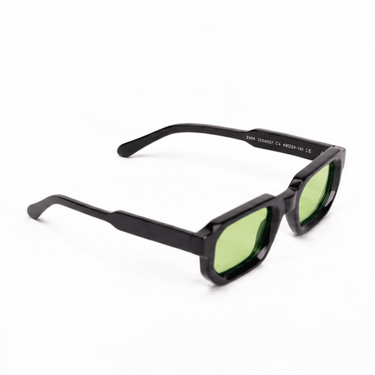 milk* eyewear Jules Sunglasses - gloss Black, Green lens. - milk* eyewear