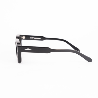 milk* eyewear Jules Sunglasses - gloss Black, Green lens. - milk* eyewear