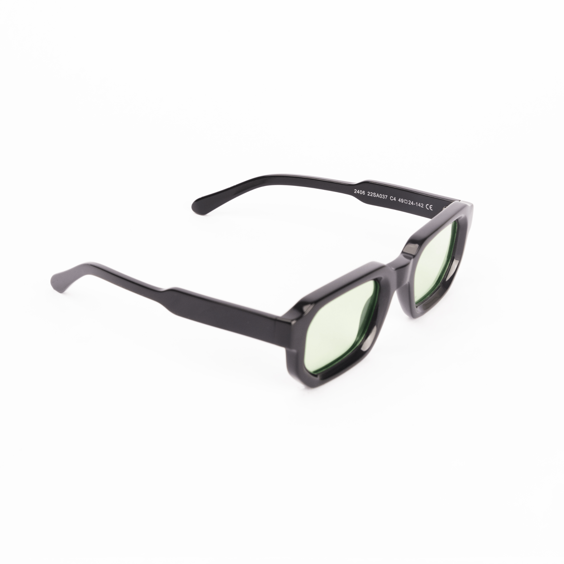 milk* eyewear Jules Sunglasses - gloss Black, Green lens. - milk* eyewear