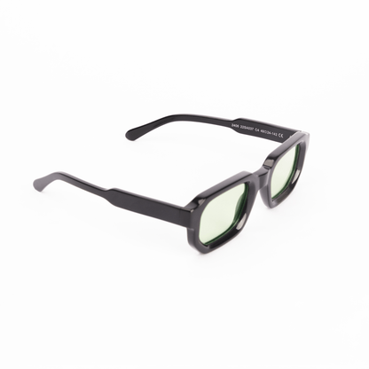 milk* eyewear Jules Sunglasses - gloss Black, Green lens. - milk* eyewear
