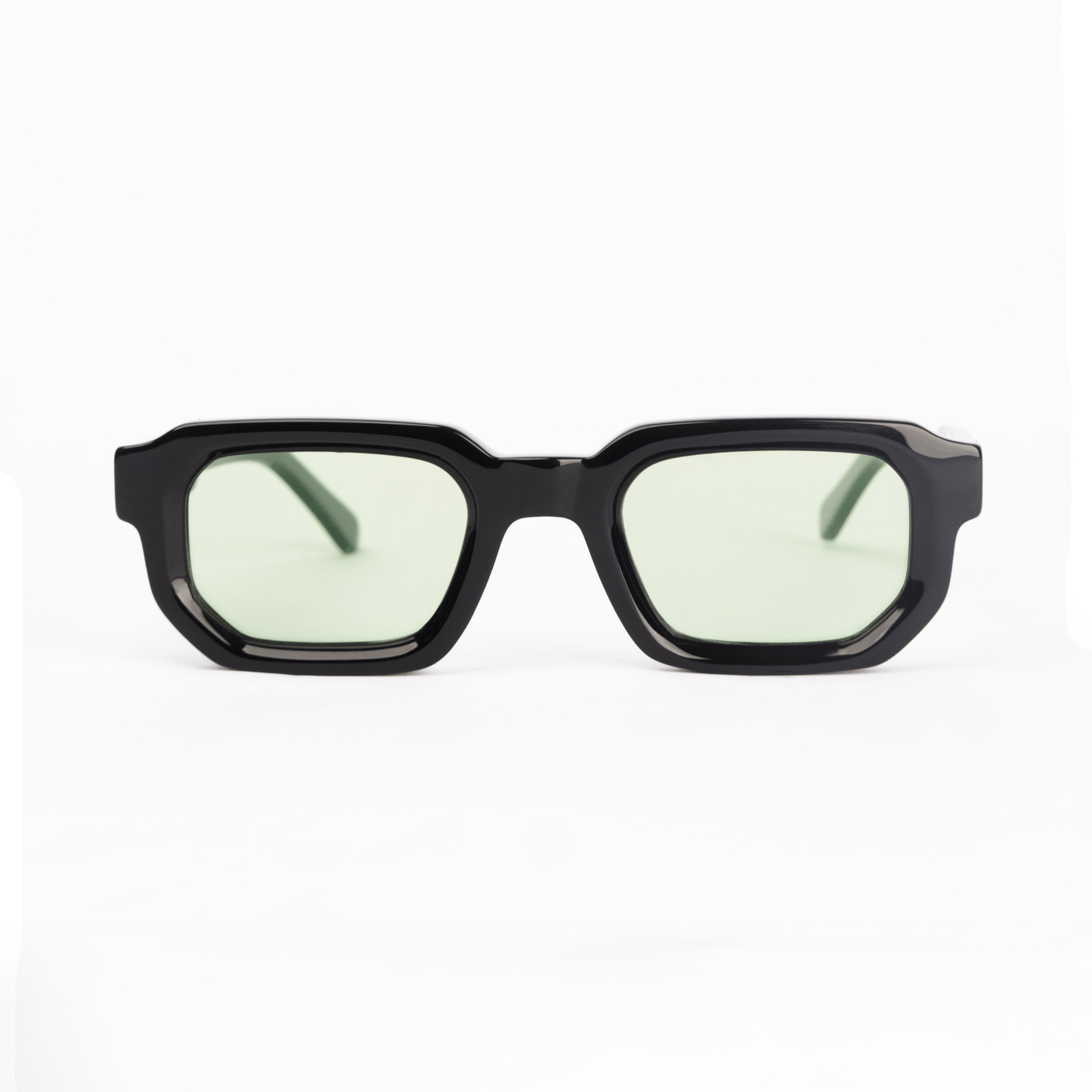 milk* eyewear Jules Sunglasses - gloss Black, Green lens. - milk* eyewear