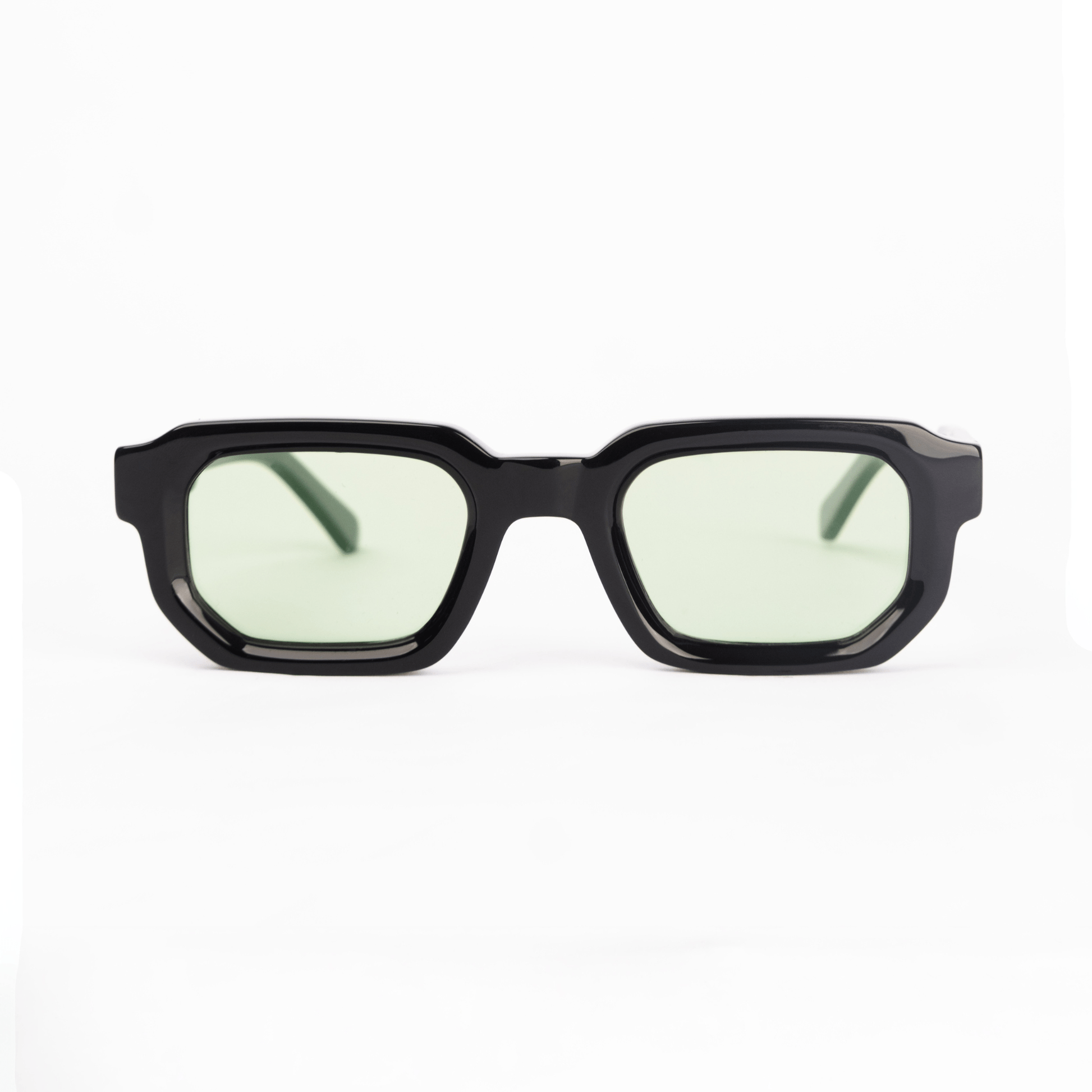 milk* eyewear Jules Sunglasses - gloss Black, Green lens. - milk* eyewear