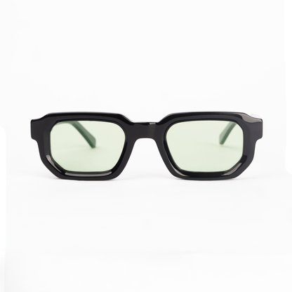 milk* eyewear Jules Sunglasses - gloss Black, Green lens. - milk* eyewear