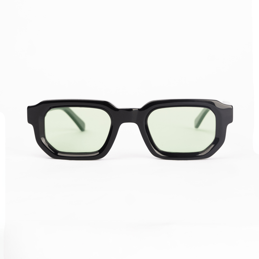 milk* eyewear Jules Sunglasses - gloss Black, Green lens. - milk* eyewear