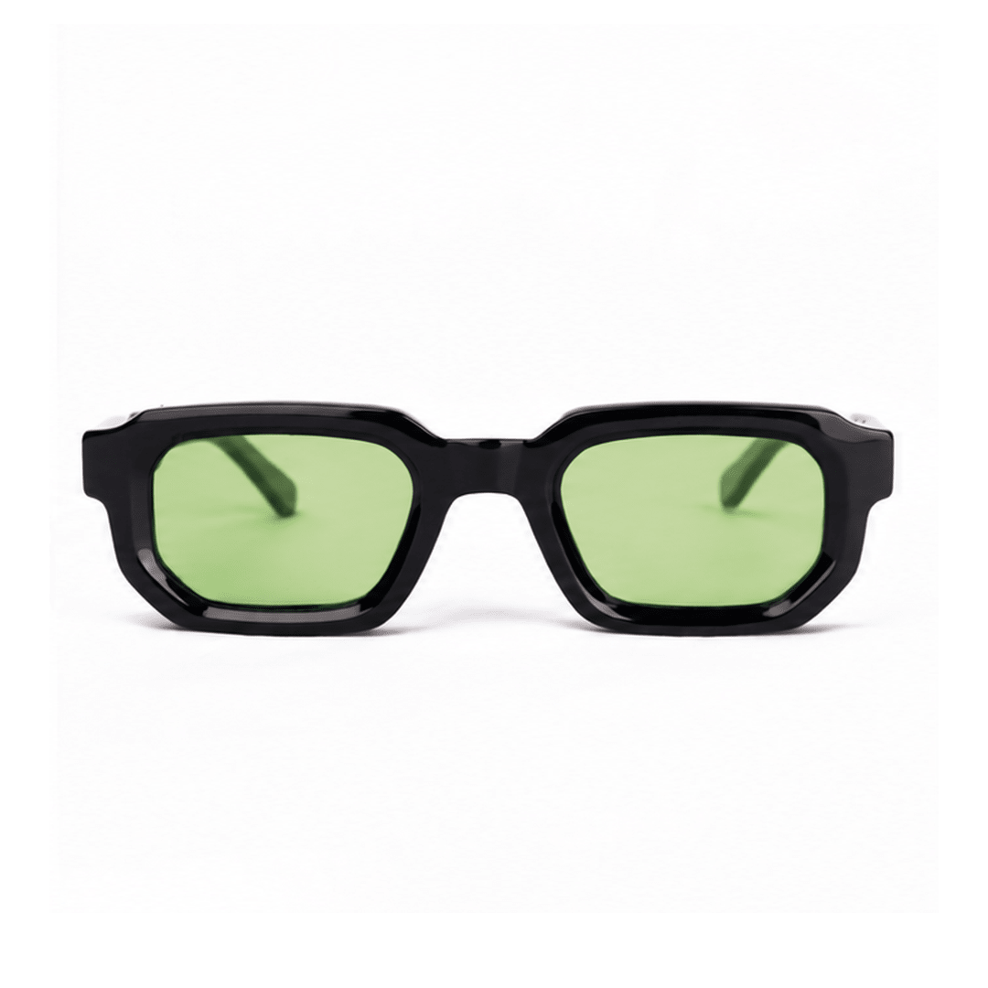milk* eyewear Jules Sunglasses - gloss Black, Green lens. - milk* eyewear