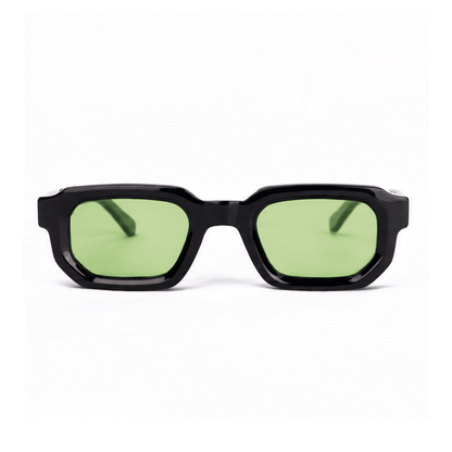 milk* eyewear Jules Sunglasses - gloss Black, Green lens. - milk* eyewear