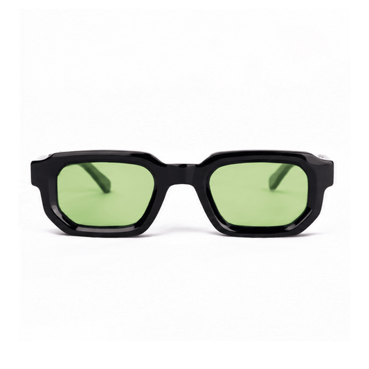 milk* eyewear Jules Sunglasses - gloss Black, Green lens. - milk* eyewear